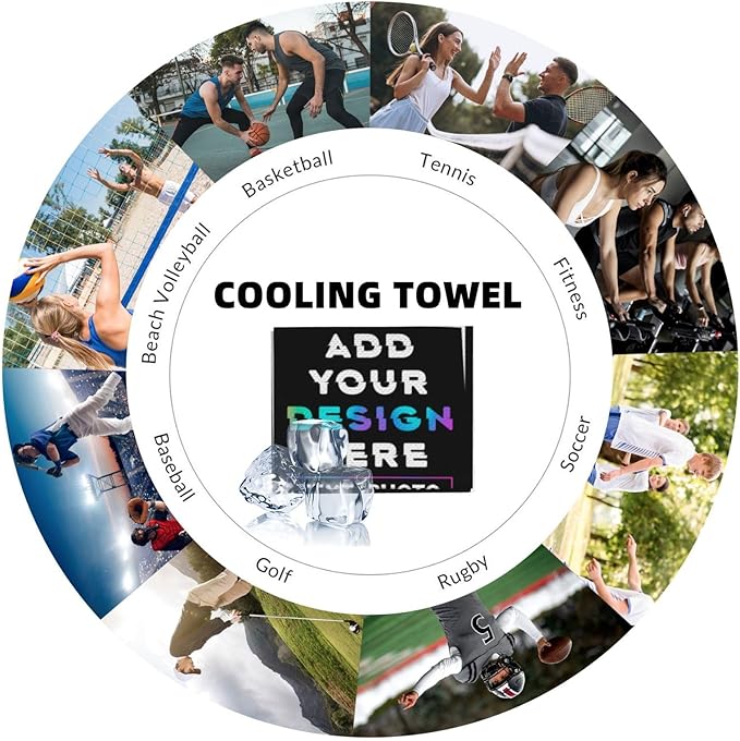 Custom 1-100PCS Cooling Sports Towel, Personalized Photo Logo Soft Cold Exercise Towel for Neck and Face Customized Quick-Drying Cooling Wrap Fitness Workout Sweat Towel 12"x40" (1)