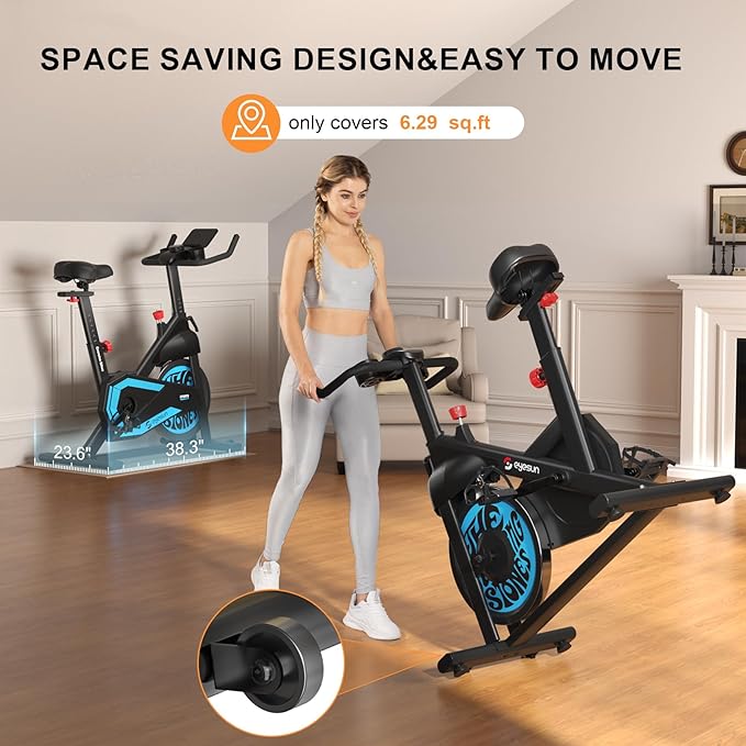 Exercise Bikes for Home,Indoor Cycling Bike with Adjustable Magnetic,Brake Pad Resistance Silent Belt Drive,330lbs Weight Capacity &Upgraded Version Seat for Home Cardio&Weight Loss