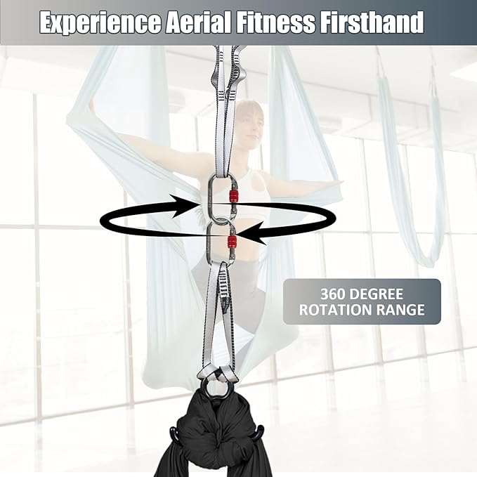 Aerial Silks Kit & Aerial Yoga Hammock - 11Yd Premium Fabric Hardware - Easy Setup for Flying Yoga, Aerial Swing & Fitness - Supports Up to 14ft Rigging