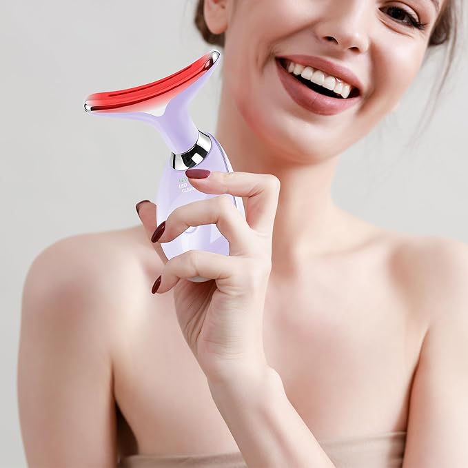Facial Massager Red-Light-Therapy-for-Face and Neck, Face đť–˛ culpting Wand with 7 Color (Light Purple)