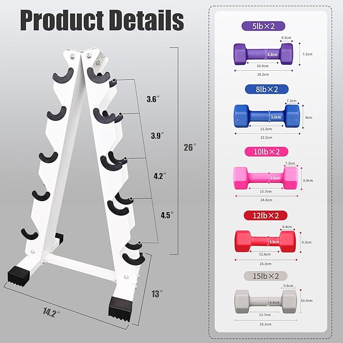 Ritafer 6-10 Pair Hex Rubber Dumbbell Set 350/450 and 550 lbsï¼?-50 lbs )Hand Free Weight for Strength Coated Encased Iron Weights with Dumbbells Storage Rack Home Gym