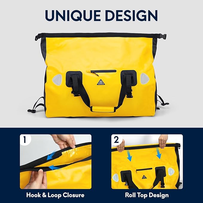 Haimont Waterproof Duffel Bag Roll-top Dry Duffel Bag with Quick-fixed Straps for Motorcycling, Rafting, Boating, SUP, Kayaking, Travel, 50L/70L