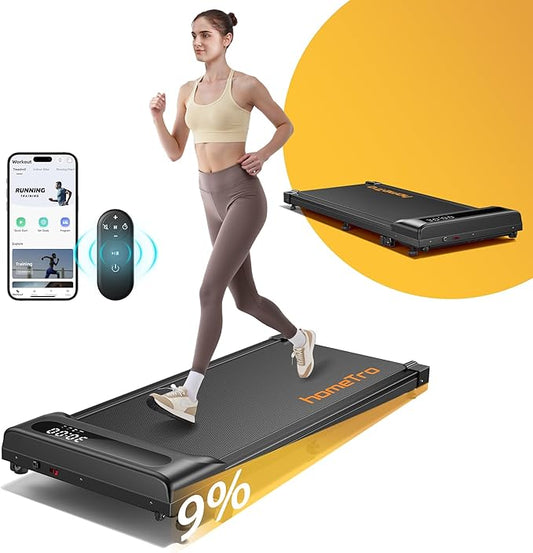 3.0HP Walking Pad with 9% Incline, 0.6-5 MPH, Compact & Portable Under Desk Treadmill for Home/Office, Maximum 265lbs Capacity, Remote, APP Control, for Jogging/Running, Assemble Free