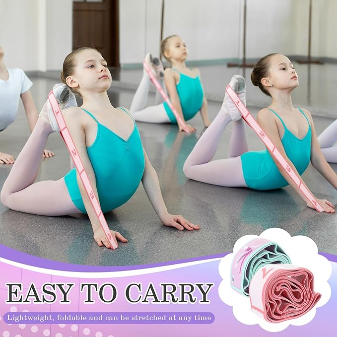 Stretch Strap for Kids Elastic Gymnastics Stretching Ballet Dance Band with 8 Loops Adjustable Exercise Training Resistance Strap for Children Stuff Pilates Latin Yoga Equipment