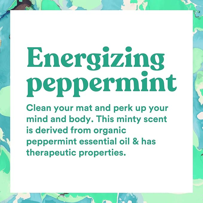 ASUTRA Yoga Mat Cleaner Spray (Energizing Peppermint), 4 fl oz - No Slippery Residue, Organic Essential Oils, Deep-Cleansing for Fitness Gear & Gym Equipment, Microfiber Towel Included