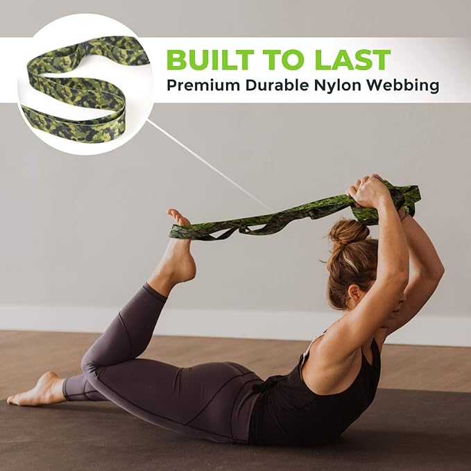 Gradient Fitness Stretching Strap for Physical Therapy, 12 Multi-Loop Stretch Strap 1.5" W x 8' L, Neoprene Handles, Physical Therapy Equipment, Yoga Straps for Stretching, Leg Stretcher.