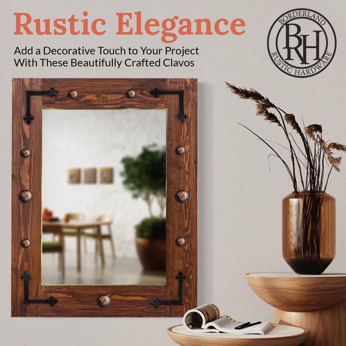 10 Pack 1.25" Round Head Iron Clavos Decorative Nails – Oil Rubbed Bronze – Handmade Rustic Round Fasteners for Farmhouse Shutters, Faux Wood, Barn Doors, Shutters, Gates – Ornamental Wood Accent