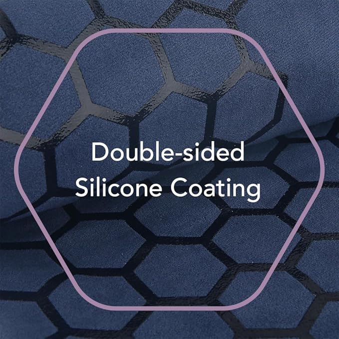 Clever Yoga Non-Slip Hot Yoga Towel – Non-Slip Grip for Hot Yoga, Sweat Absorbent, Honeycomb Silicone Grip, Stays Flat – Ideal for Pilates, Travel, Washable & Lightweight - Dark Blue