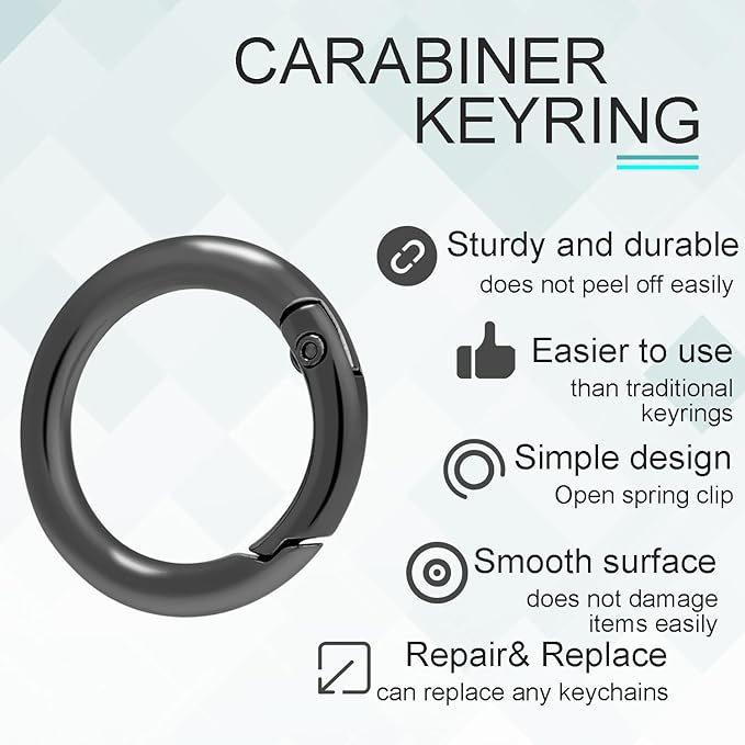 10 Pack 3/4 Inch Trigger Spring O Rings, Metal Round Carabiner Clip Snap Hook, Spring Keyring Buckles for Replacement Purse Strap, Paracord Lanyard Clips, Keychain Rings Hardware DIY Crafts Making