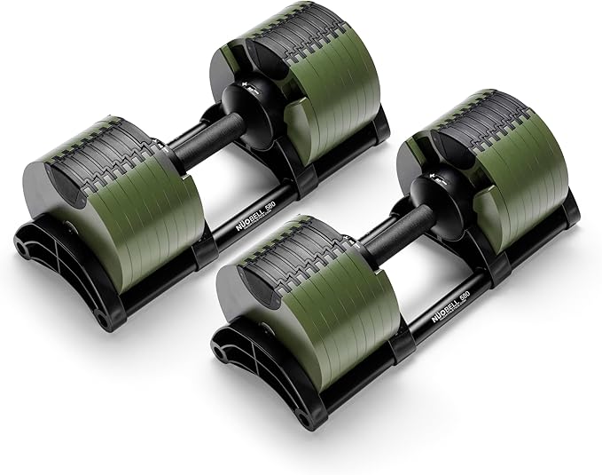 NÜOBELL® Adjustable Dumbbell Set, 5-50 LB or 5-80 LB, Easy Twist 2024-25 Model, All-In-One Weights Set (Pair) for Home, Original Manufacturer