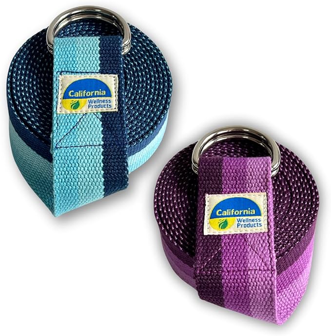 California Yoga Strap | Yoga Belt with Safe Adjustable D-Ring Buckle for Pilates | Stretching Strap | Exercise Bands | Physical Therapy | Improves Sitting Posture