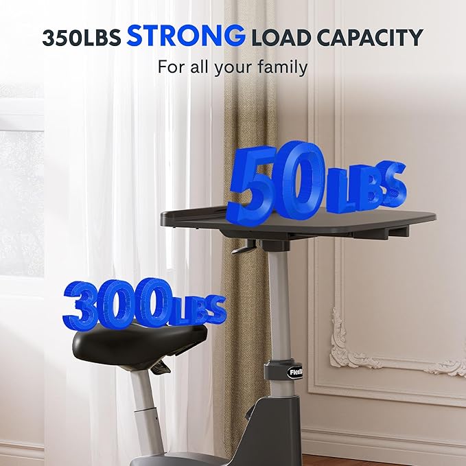 FLEXISPOT Exercise Bike with 2D Desktop, Space Saving Under Desk Bike with Removable Desk, Stationary Bikes Indoor Bikes with 300LBS Heavy Duty 8-Level Resistance Flywheel Optional LCD, V9PRO/V9MAX