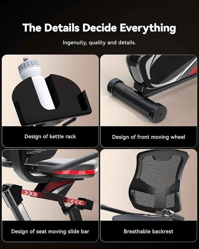 HARISON Recumbent Exercise Bike with 400 lbs Capacity, Magnetic Recumbent bike for Adult and Seniors, Recumbent Stationary bike for Home with Smart Bluetooth App, 2 in 1 LCD Monitor and Tablet Holder, Heart Rate monitor