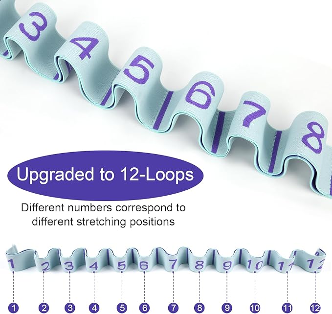 Elastic Yoga Stretching Strap with Loops, CEILIWEN Stretch Straps For Physical Therapy, Pilates Stretch Band, Elastic Exercise Bands, Leg Stretching Strap, Stretch Resistance Bands For Exercise