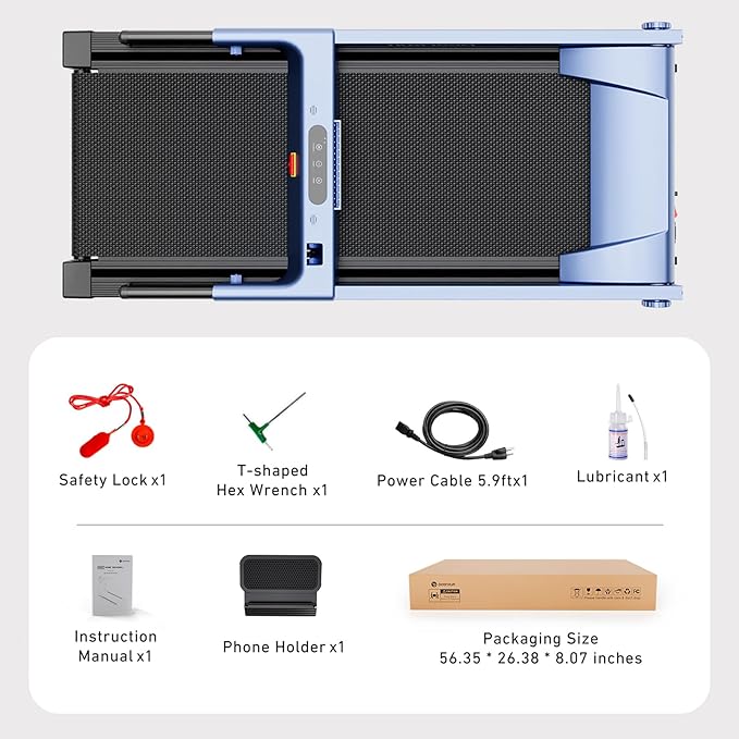 DeerRun Treadmills for Home with Incline and Handles, 3.5 HP Foldable Treadmill 350 LBS Weight Capacity for Small Spaces, Folding Running Machine with Smart APP