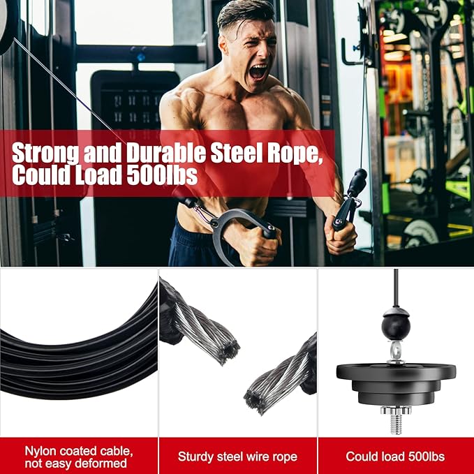 196In Home Gym Replacement Cable, Fix Fitness Pulley Cable with 2 Gravity Ball 5mm Gym Pulley Rope for Exercise Machine