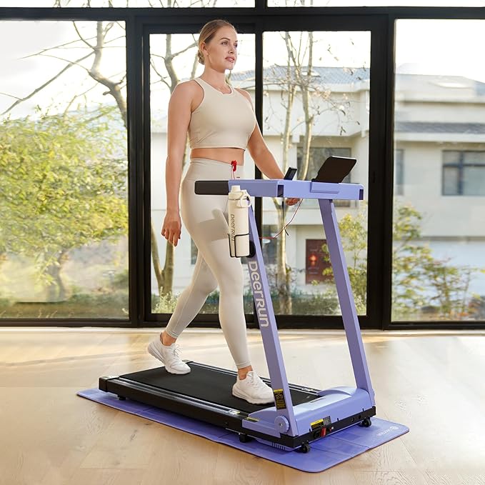 DeerRun Treadmills for Home with Incline and Handles, 3.5 HP Foldable Treadmill 350 LBS Weight Capacity for Small Spaces, Folding Running Machine with Smart APP