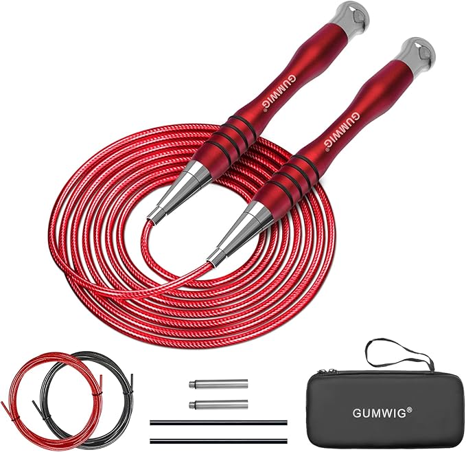 High Speed Jump Rope for Adults Men Women, Double Under Jumping Ropes for Workout Fitness Professional Training Boxing, Weighted Skipping Workout with Tang-free Cable, Stainless Steel Handle with Removable Counterweight Rob