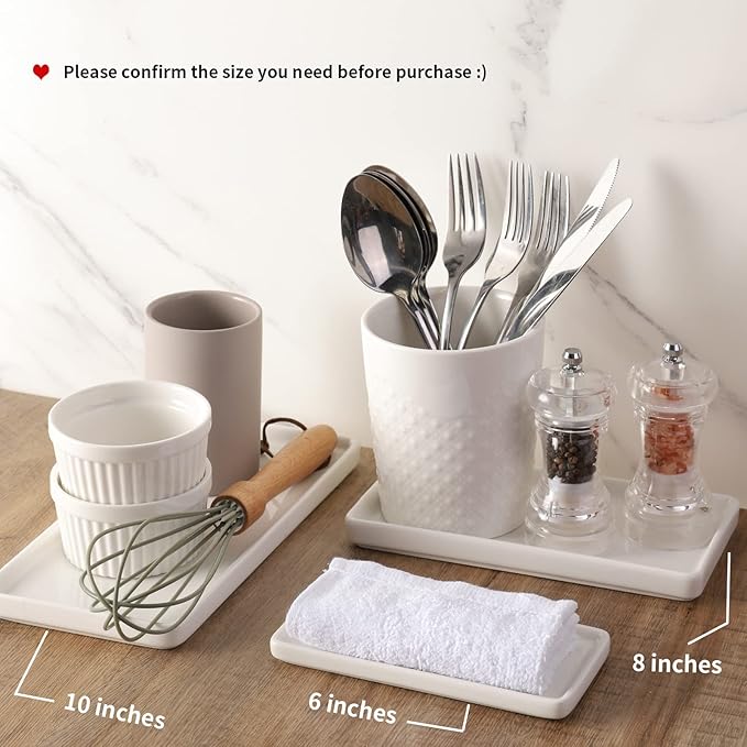 2 Pack 8" Ceramic Rectangular Vanity Trays 2