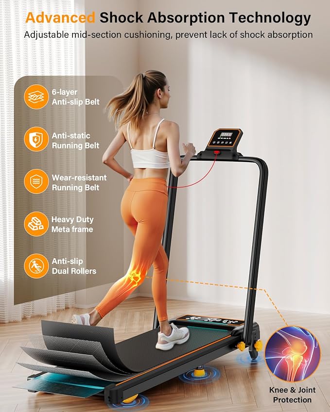 Treadmill Walking Pad with 10% Incline/Handle Bar/2 LED Display, 3.5HP Portable Treadmills for Home Small, Foldable Walking Pad Treadmill 350+lb Capacity, Smart App, 4 Adjustable Incline, RGB Light