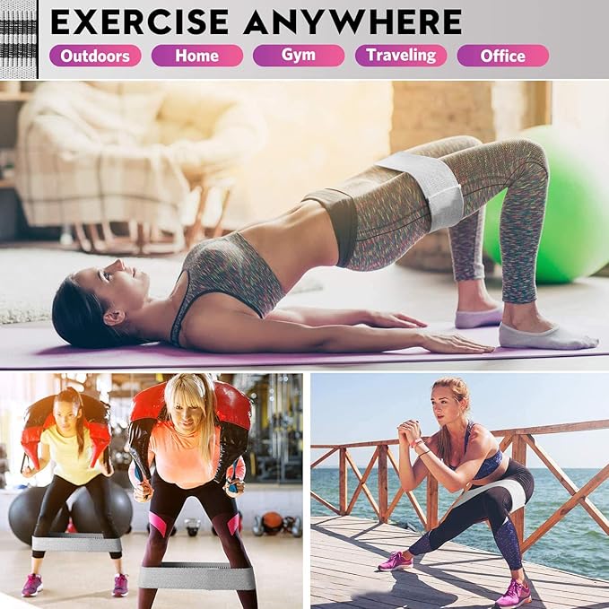 Renoj Resistance Bands, Yoga Starter Sets for Women and Men, 3 Set of Stretch Exercise Workout Bands for Booty Legs, Elastic Pilates Flexbands