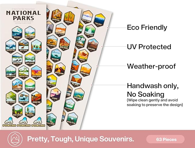 26 oz National Parks Water Bottle with Waterproof Stickers: 2-in-1 Straw Spout Lid, Keep Cold 24H, Leakproof, Car CupHolder Friendly, Insulated Stainless Steel Cup for Travel, Sports, School (Pink)