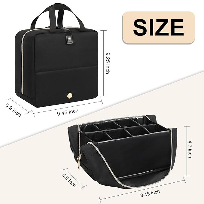 Large Makeup Brush Holder, Portable Stand-up Makeup Brush Organizer Bag, Foldable Makeup Brush Travel Case with Detachable Dividers, Professional Artist Makeup Brush Storage Bag (Brushes Not included)