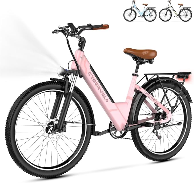 1000 Peak Electric Bike for Adults,up 80 Miles Removable Battery Ebike, 26" Electric E Bike with 7-Speed,Adult Electric Bicycles for Commute Beach Snow Womens All Terrain