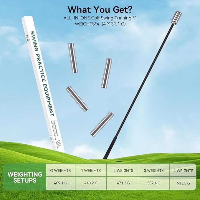 Golf Swing Trainer Aid, Weighted Golf Grip Trainer for Improve Swing Speed and Chipping Hitting, Adjustable Weight System for Golf Speed Training Warmup Aid for Men and Woman