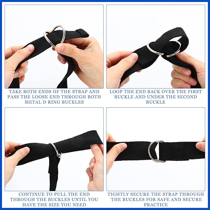 6 Pcs Yoga Strap for Stretching 8 Ft Yoga Exercise Adjustable Straps Bands with Safe Adjustable D Ring Buckle for Pilates Gym Workouts Fitness Improves Sitting Posture