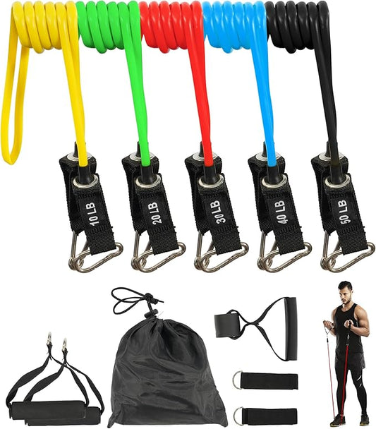 Resistance Loop Bands Set - 5-Level Exercise Bands for Home Fitness, Physical Therapy & Strength Training (10-50lbs)
