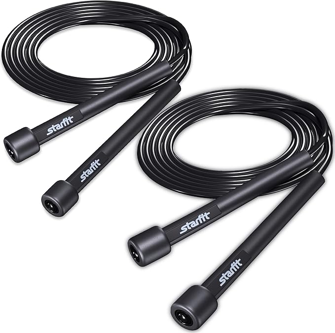 STARFIT Lightweight Jump Rope for Fitness and Exercise, Adjustable Jump Ropes with Plastic Handles, Cardio and Endurance Training, Jumping Rope for Workout