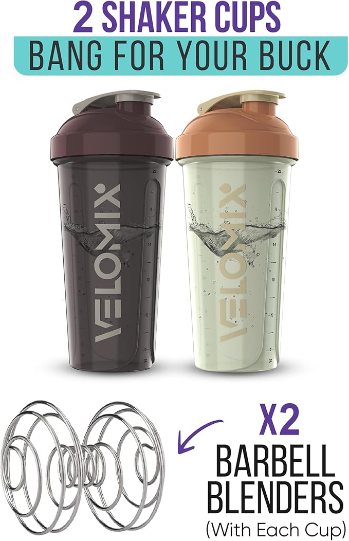 '-2 Pack- 28 oz Protein Shaker Bottles for Protein Mixes - 2x Wire Whisk | Leak Proof Shaker Cups for Protein Shakes | Protein Shaker Bottle Pack | Shakers for Protein Shakes-Mixed Color