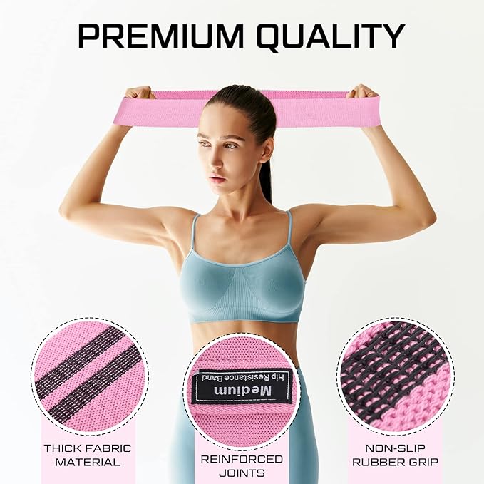12 Pcs Fabric Resistance Bands for Working Out Booty Workout Stretch Exercise Bands Non Slip for Legs Squat Resistance Loop for Women Men Starter Butt Hip Thigh Fitness
