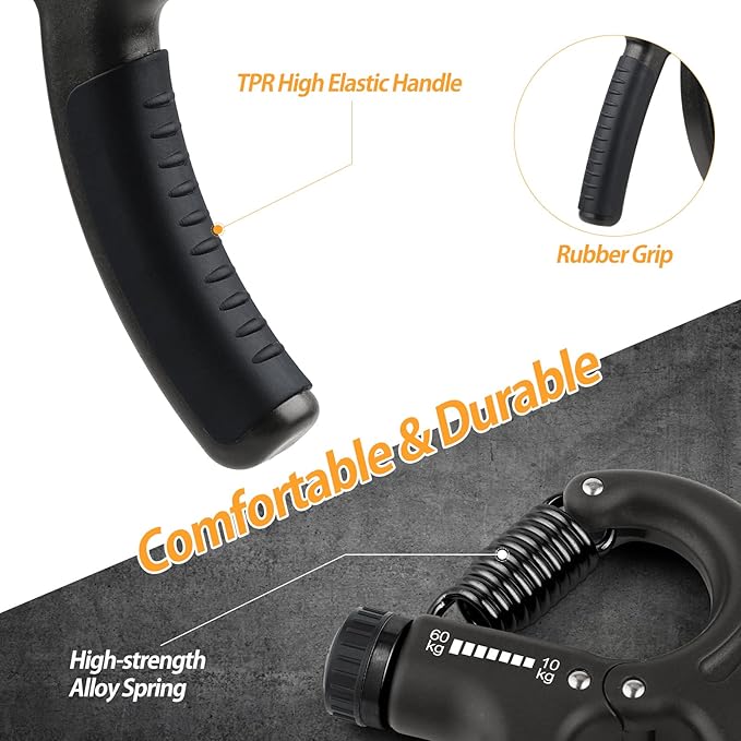 2 Pack Grip Strength Trainer 22-132Lbs (10-60kg), (10-60kg), Forearm
