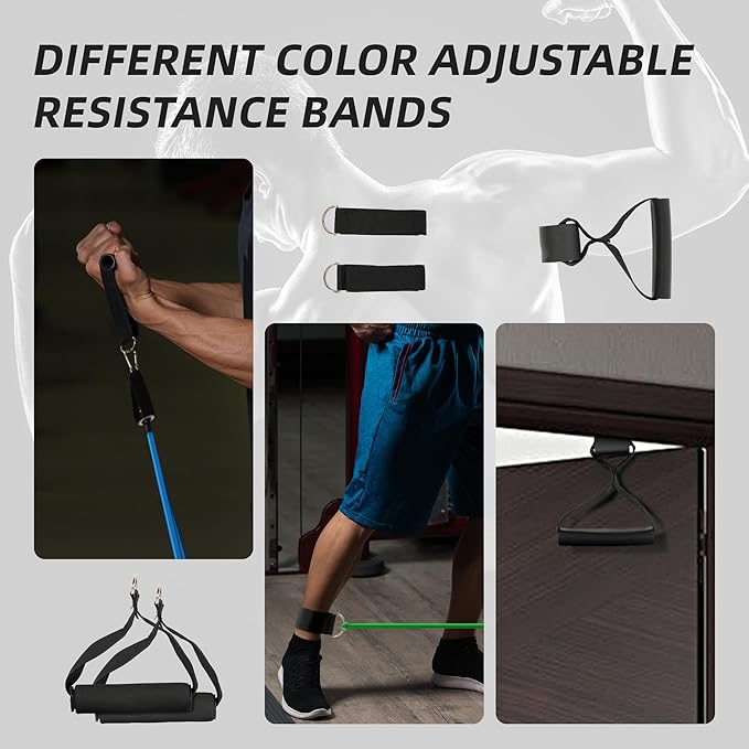 Resistance Loop Bands Set - 5-Level Exercise Bands for Home Fitness, Physical Therapy & Strength Training (10-50lbs)