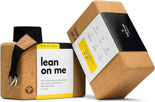 Premium Cork Yoga Blocks - Extra Large Yoga Block 2-Pack or Extra Tall 1-Pack for Inflexible Yogis | Natural, High-Density Cork for Superior Support & Stability | Optional Yoga Strap & Gift Box
