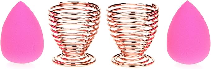 LanMa Beauty Sponge Blender Holder,(2 Pack Rose Gold) Makeup Sponge Drying Stand Storage Egg Powder Puff Display Stand