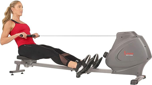 Sunny Health & Fitness Magnetic Rowing Machine for Home Exercise, Quiet & Smooth Rower with Compact Storage and Optional Free SunnyFit App Connectivity