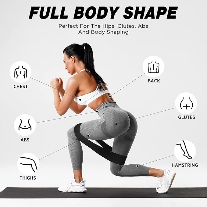 12 Pcs Fabric Resistance Bands for Working Out Booty Workout Stretch Exercise Bands Non Slip for Legs Squat Resistance Loop for Women Men Starter Butt Hip Thigh Fitness