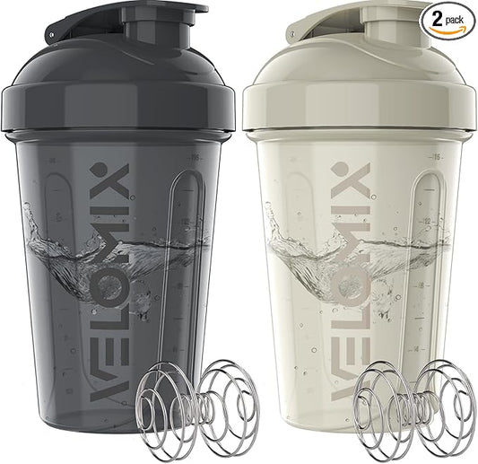 '-2 Pack- 20 oz Protein Shaker Bottles for Protein Mixes - 2x Wire Whisk | Leak Proof Shaker Cups for Protein Shakes and Pre Workout | Protein Shaker Bottle Pack
