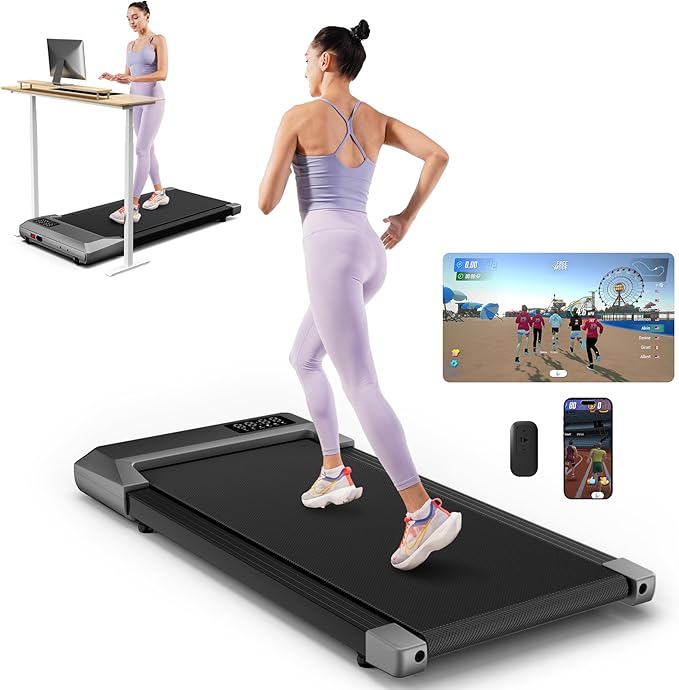 SupeRun Walking Pad, Under Desk Treadmill, 3 in 1 Portable Treadmill with Remote Control LED Display, 2.5 HP Quiet Walking Jogging Machine for Office Home Use, 300 Lbs Capacity