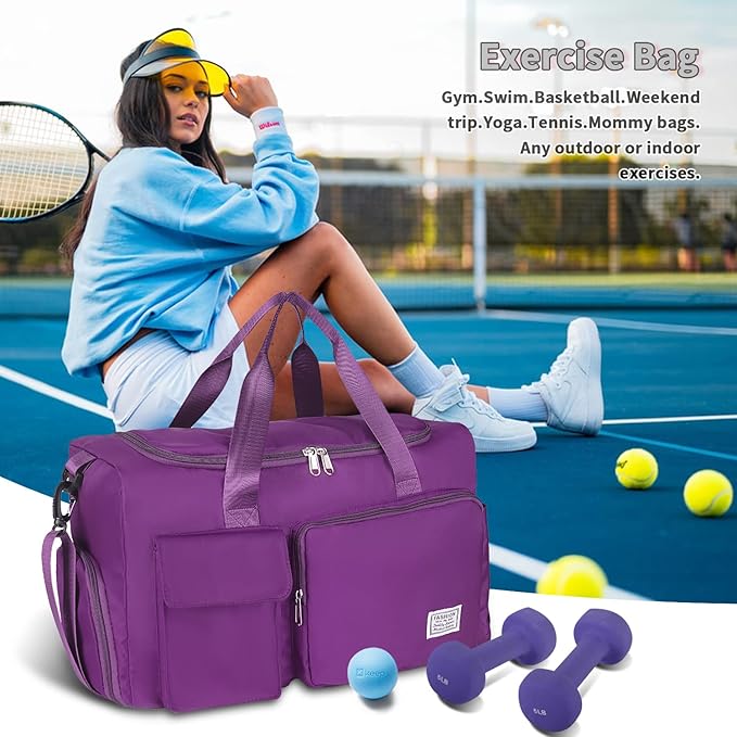 FIORETTO Women's Gym Duffle Bag with Shoes Compartment, 37L Capacity, Ideal for Travel, Gym, Sports, Duffel, Weekender