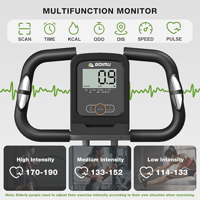 Exercise Bike, 5 in 1 Foldable Stationary Bike for Seniors, 16-Level Adjustable Magentic Resistance, Indoor Workout Bike with 330LB Capacity, Comfortable Seat Backrest X-bike