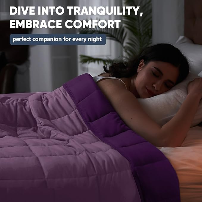 King Size Weighted Blanket for Adults (25 lbs, 80” x 87”, Purple) Cooling Heavy Blanket for Sleeping Perfect for 240-260 lbs, Breathable Blanket for Adults & Couple All Season, Machine Washable