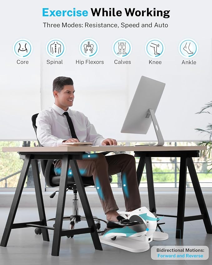 Gonex Under Desk Elliptical Exercise Machine, Leg Exerciser While Sitting for Seniors, 3-in-1 Mini Seated Pedal Exerciser as Seen on TV, 10 Resistance Levels, Manual/Auto Mode Mode for Home Office