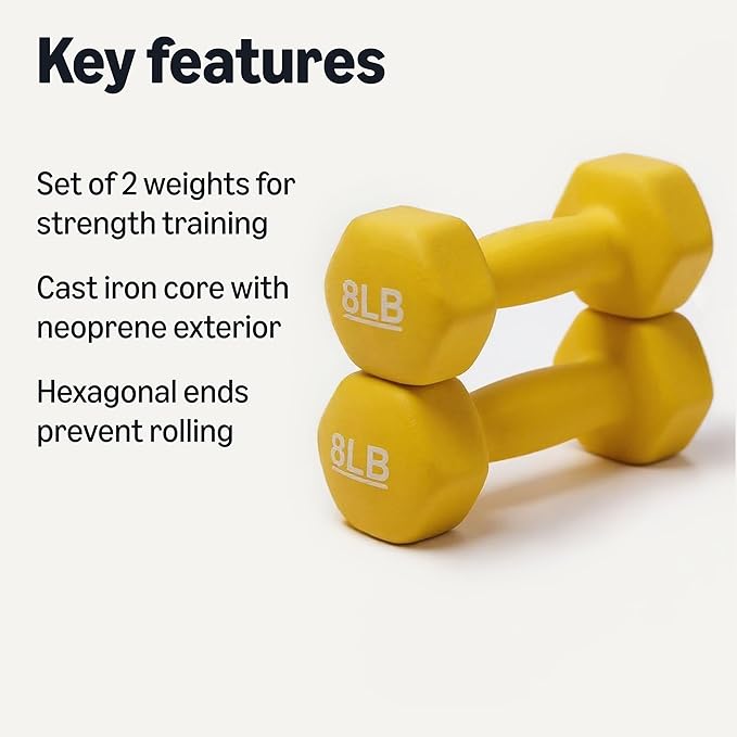 Amazon Basics Neoprene Dumbbell Hand Weights for Exercise and Muscle Toning