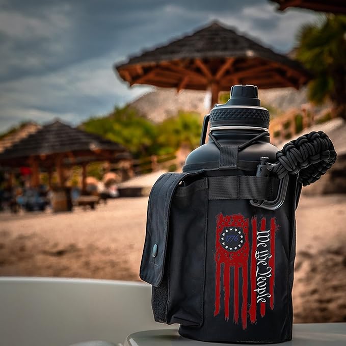 Iron InfideI Battle Bottle Sleeve - 64 oz and 32 oz Water Bottle Sleeve Only for Half Gallon 1L Steel Water Bottle | Rugged Cover with Molle for Versatile Design with Storage for Phone, Wallet & Keys