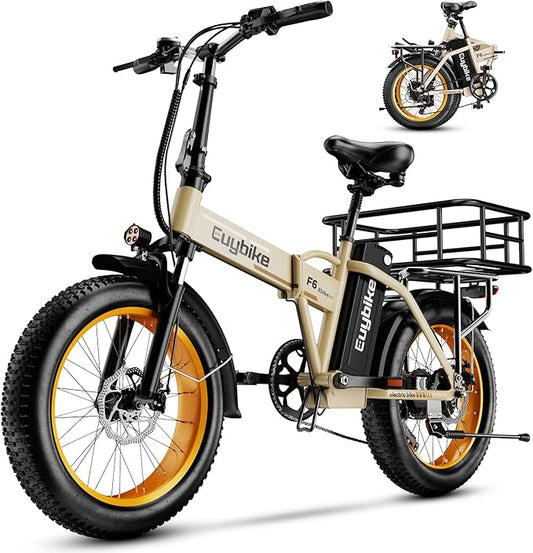 1000W Folding Electric Bike, 48V 20AH Large Removable Battery E Bike, 30+MPH, 80 Miles Max Range, 20" Fat Tire Electric Bike for Adults, Adult Electric Bicycles for Commute Beach Snow