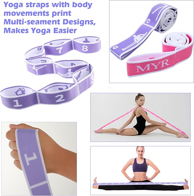 2Pcs Stretching Strap for Kids, Elastic Yoga Straps with Loops for Stretching Equipment, Kids Stretch Band, Resistance Bands, Gymnastics Stretch Band for Trainer Gymnastics Training, Yoga, Latin